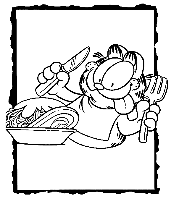 Fourchette et couteau de Garfield