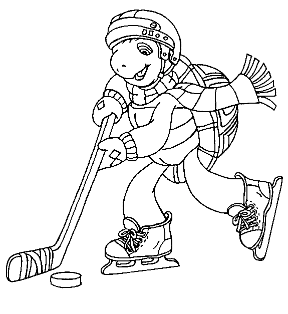 Coloriage de Franklin jouant au hockey sur glace