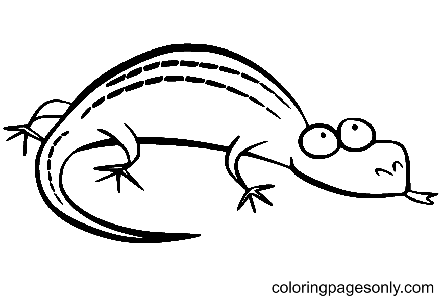 Página para colorir de lagarto divertido