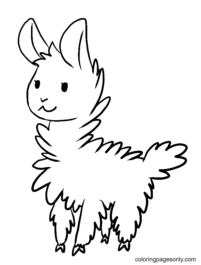 Funny Baby Llama Coloring Page