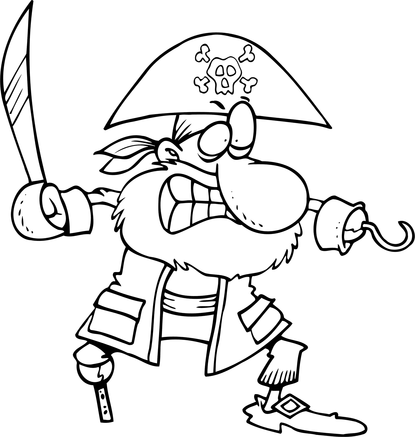 Funny Cartoon Pirate Coloring Page