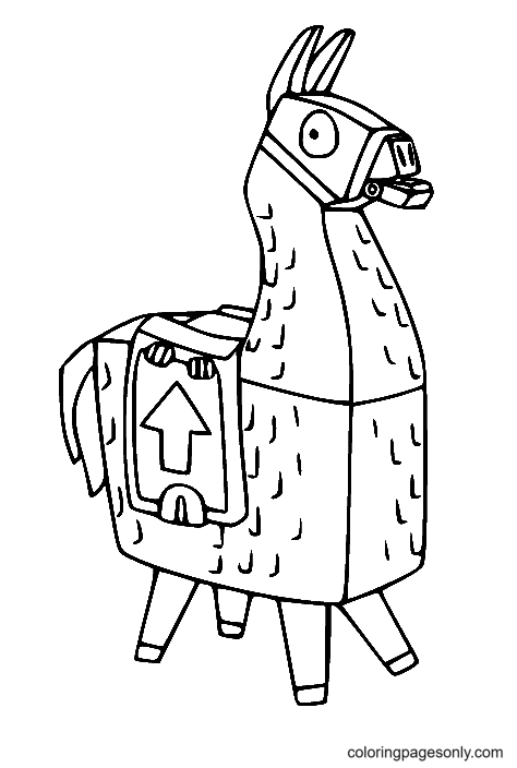Funny Fortnite Llama Coloring Page