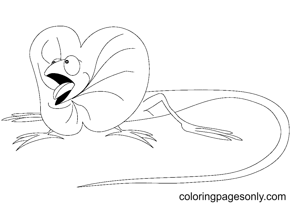 Funny Frilled Lizard Coloring Page