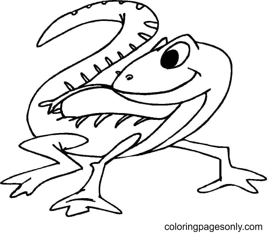 Funny Lizard Coloring Page
