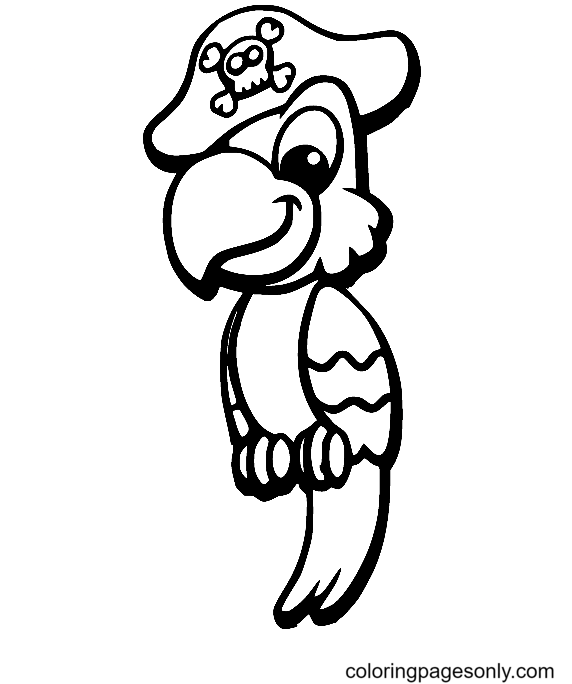 Funny Pirate Parrot Coloring Page