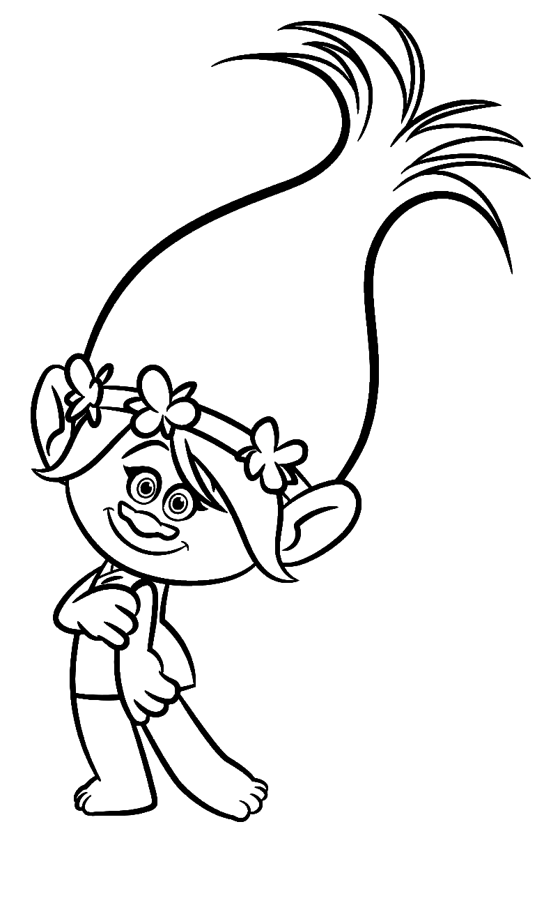 Funny Princess Poppy Coloring Page