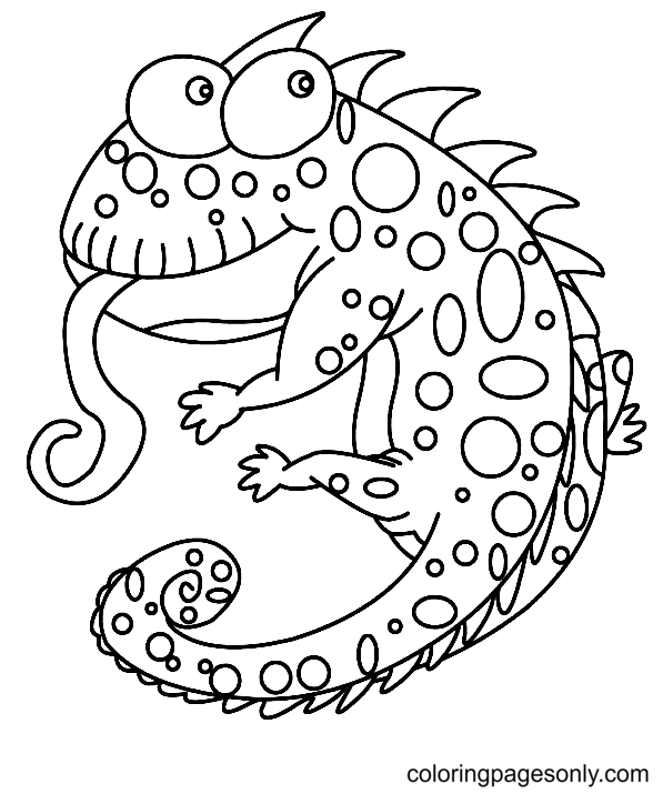 Funny Iguana Coloring Pages