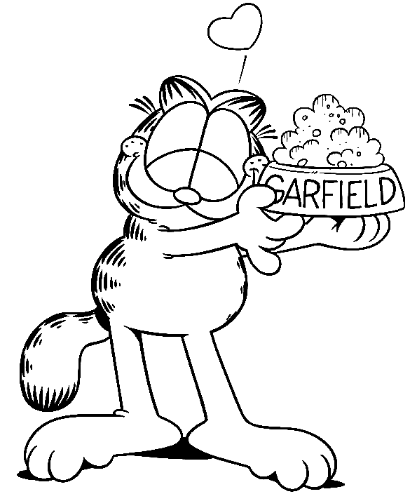 Garfield ama comida para colorir