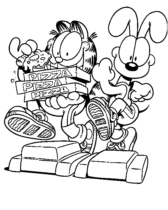 Garfield, Odie with Pizza from Garfield