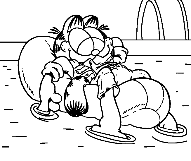 Garfield Relax Coloring Page