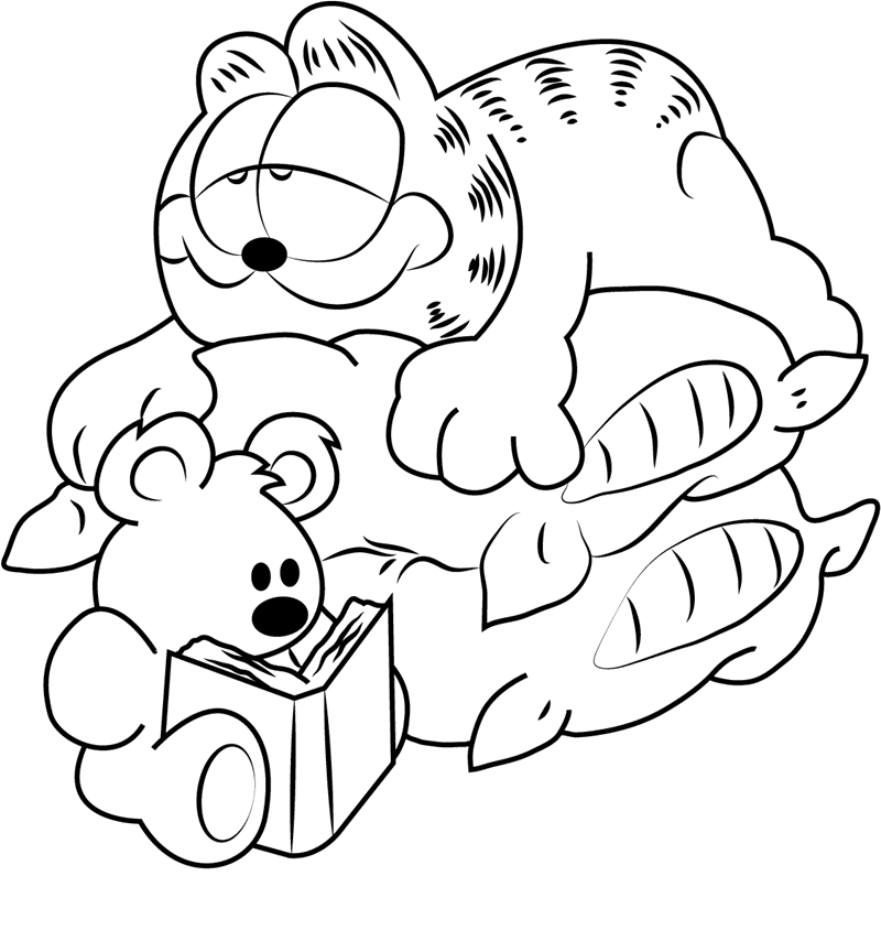 Garfield dormant sur un coussin de Garfield