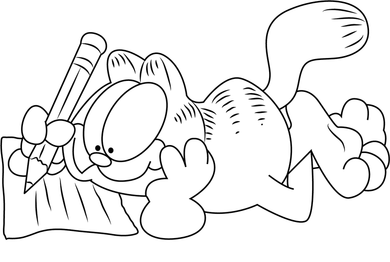 Garfield Writing Coloring Page