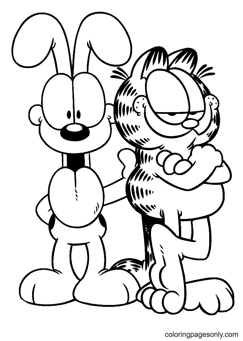 Garfield and Odie Coloring Page