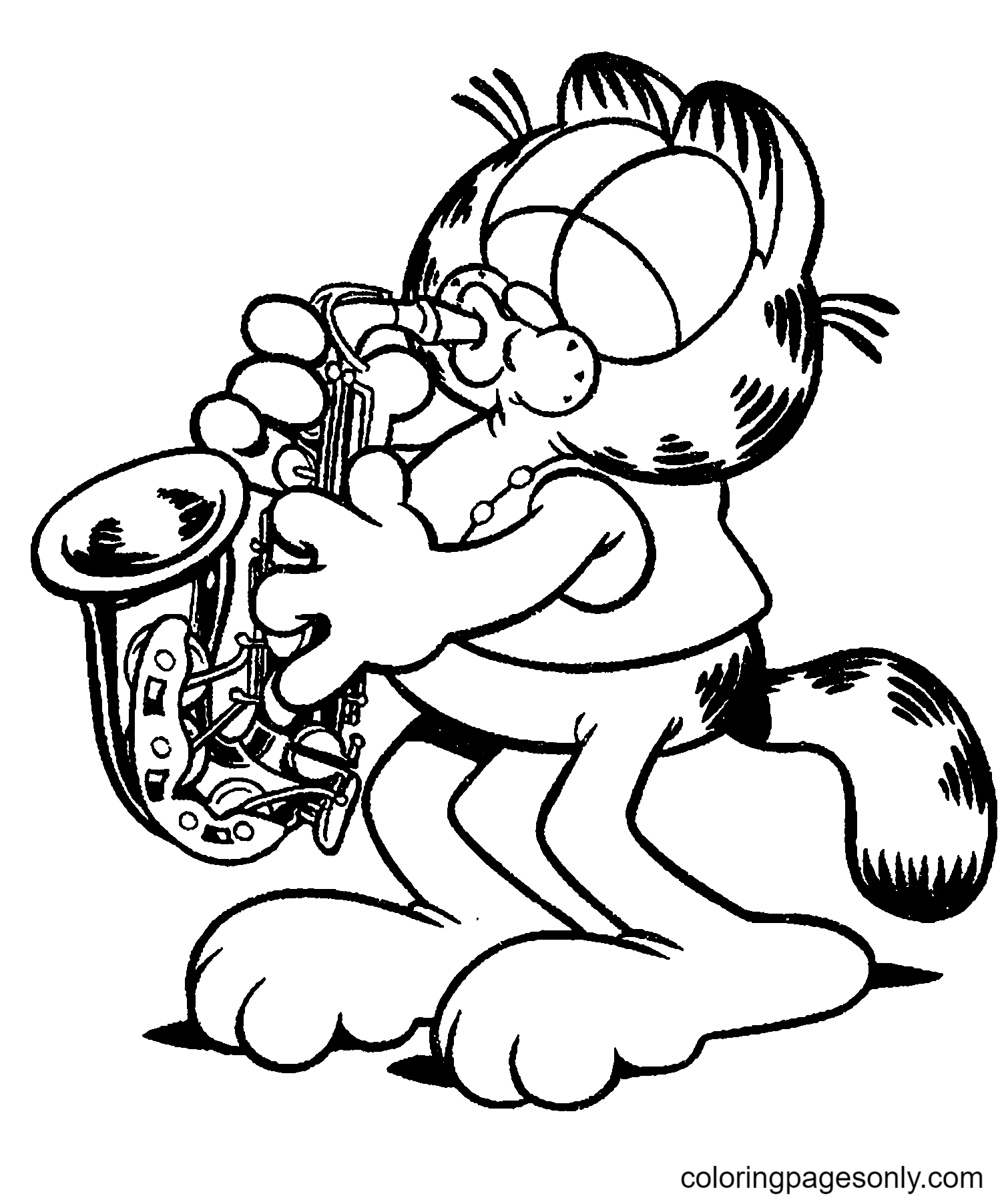 Garfield souffle du saxophone de Garfield