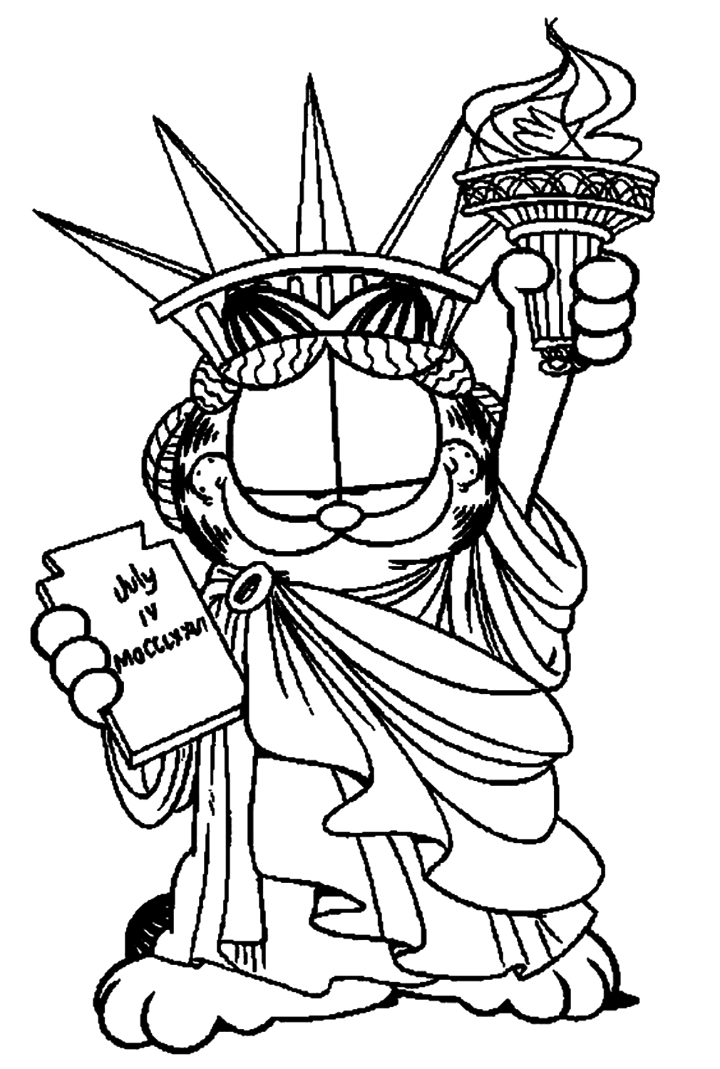 Garfield The Liberty Statue Coloring Pages