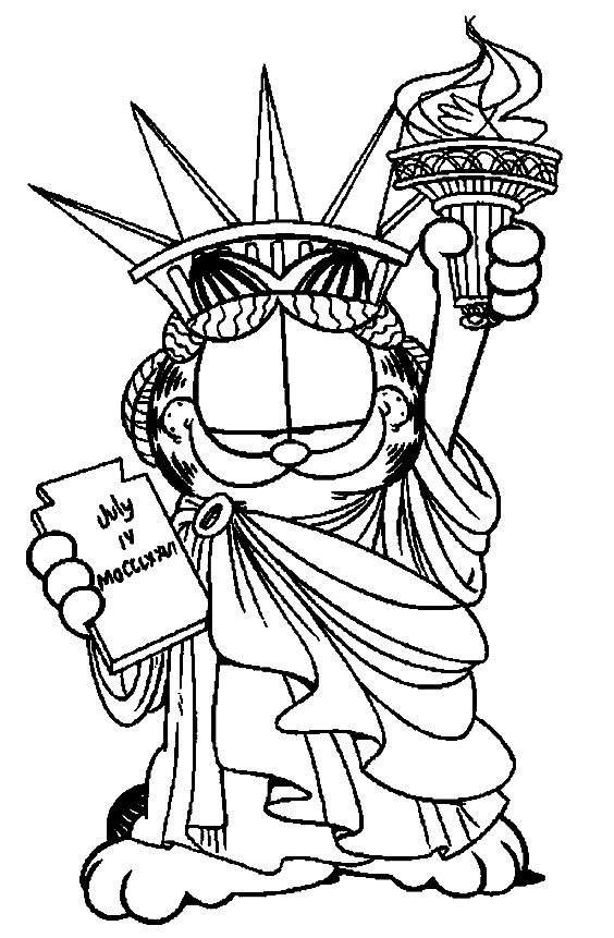 Garfield the Liberty Statue Coloring Page