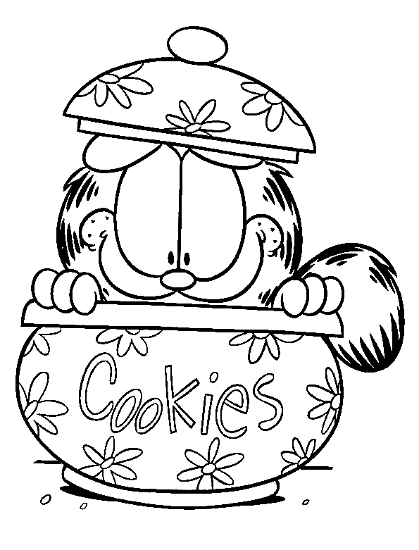 Garfield with Cookies Coloring Page