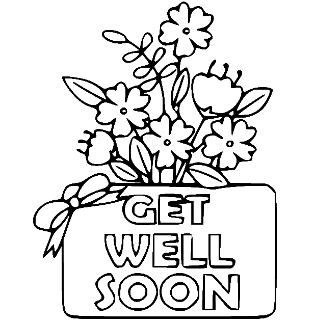 Get Well Soon Flowers Card Coloring Page