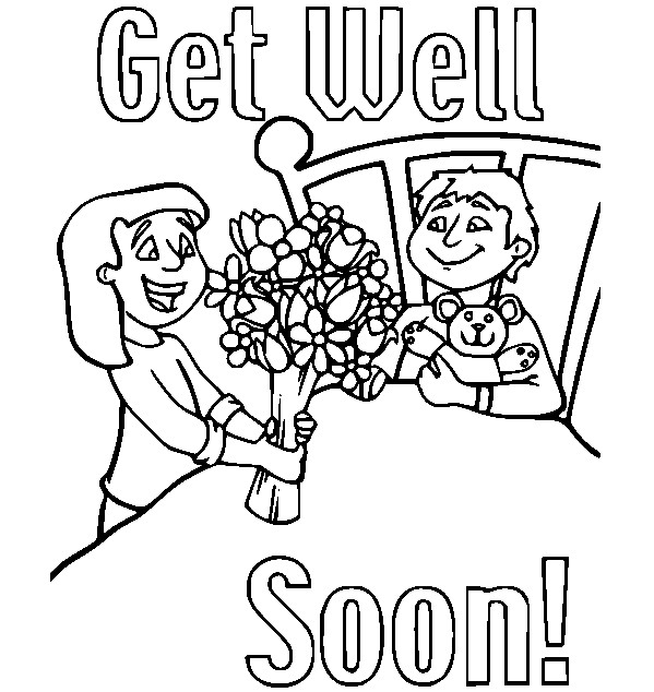 Get Well Soon Kid Coloring Page