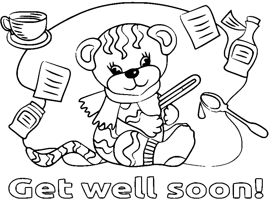 Get Well Soon Little Tiger Coloring Page