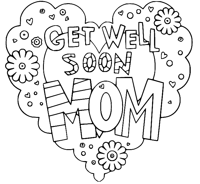 Get Well Soon Mom Doodle Coloring Page