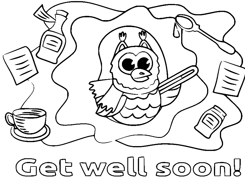 Get Well Soon Owl Coloring Page