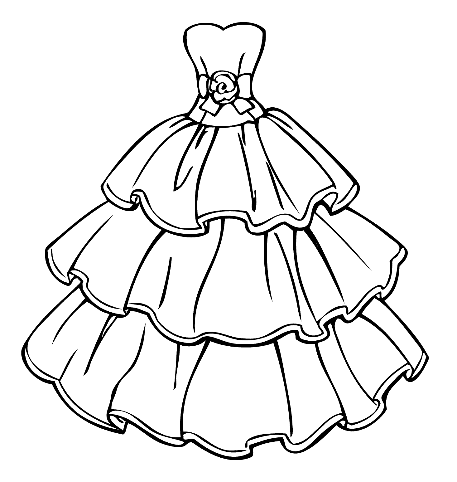 Раскраска Свадебное платье для девочек