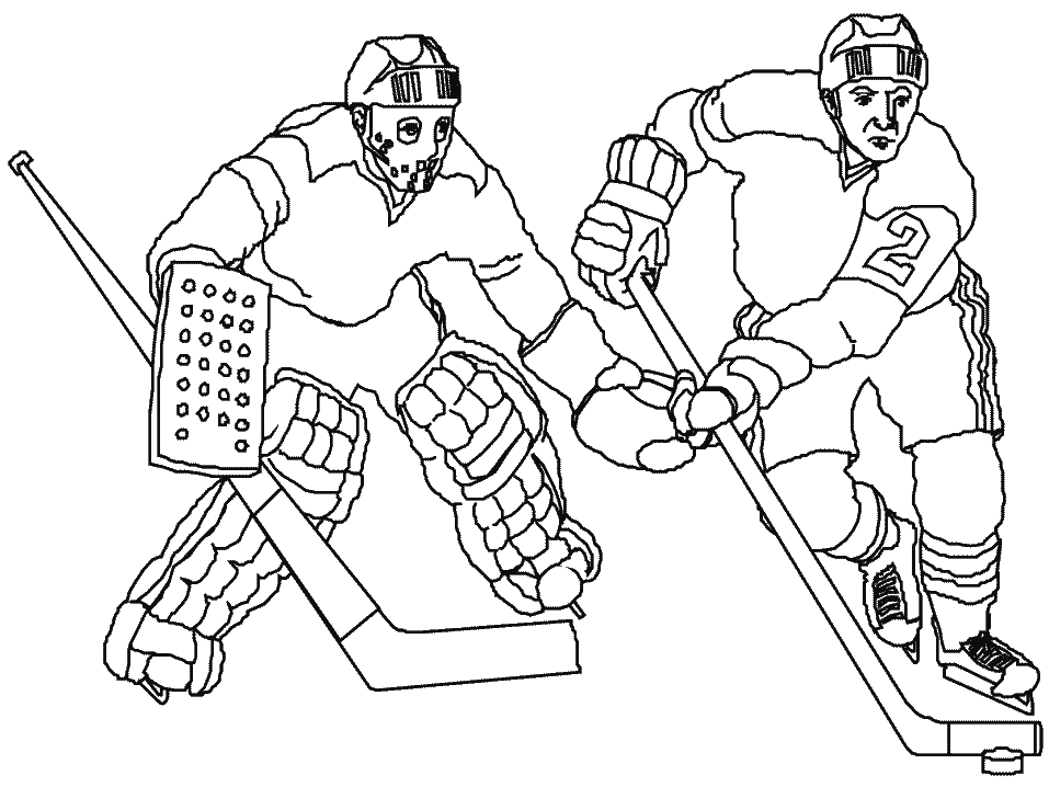 Goalie and Player Coloring Page