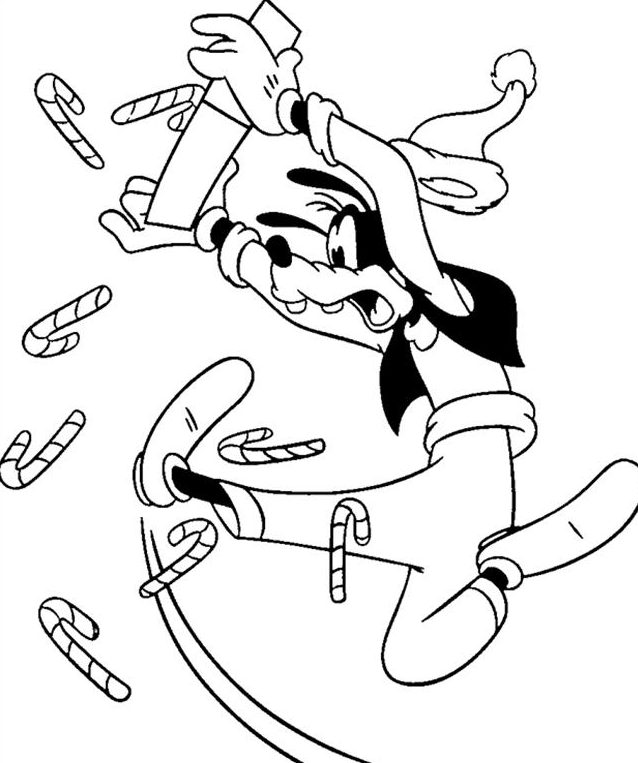 Goofy Candy Cane Coloring Page