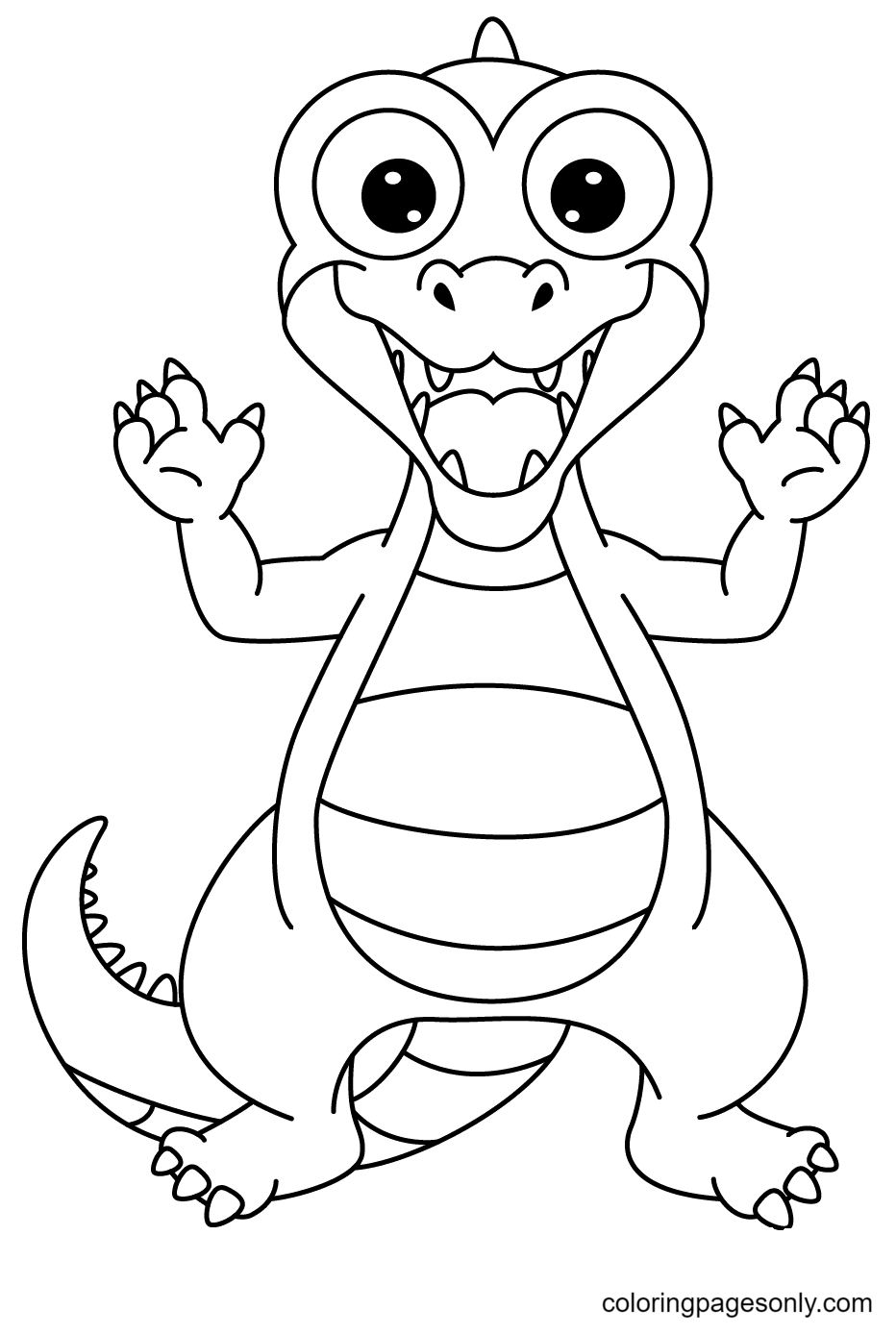 Happy Alligator Coloring Page