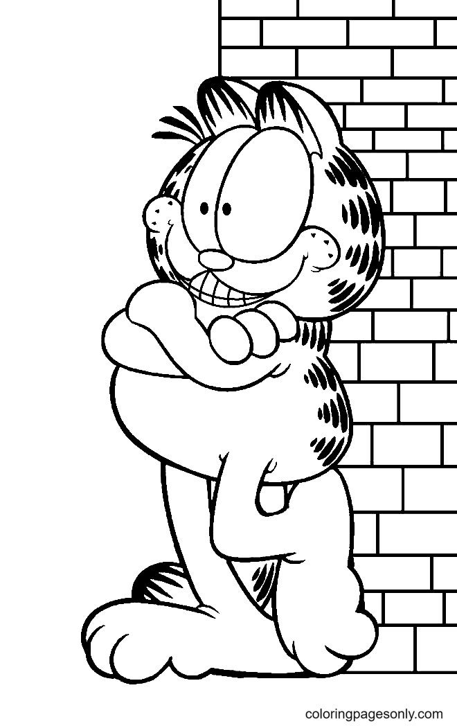 Happy Garfield Coloring Page