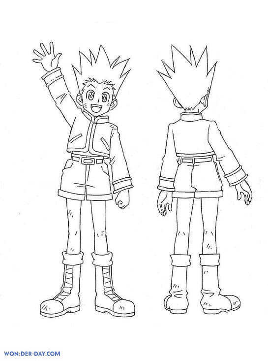Happy Gon Freecss Coloring Page