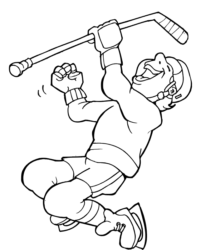 Happy Hockey Player Coloring Page