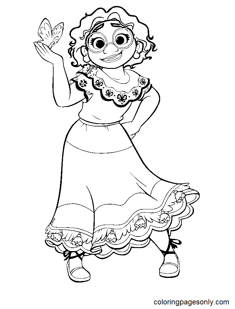 Happy Mirabel Madrigal Coloring Page