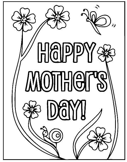 Happy Mothers Day Card Coloring Page