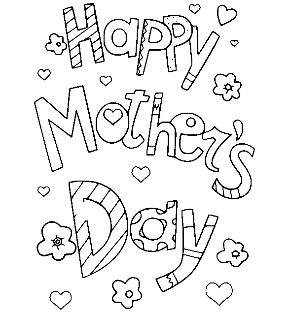 Happy Mothers Day Doodle Coloring Page
