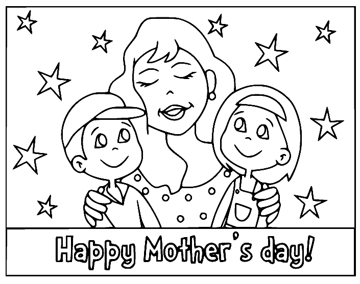 Happy Mothers Day Landscape Card Coloring Page
