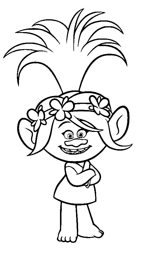Happy Poppy Trolls Coloring Page