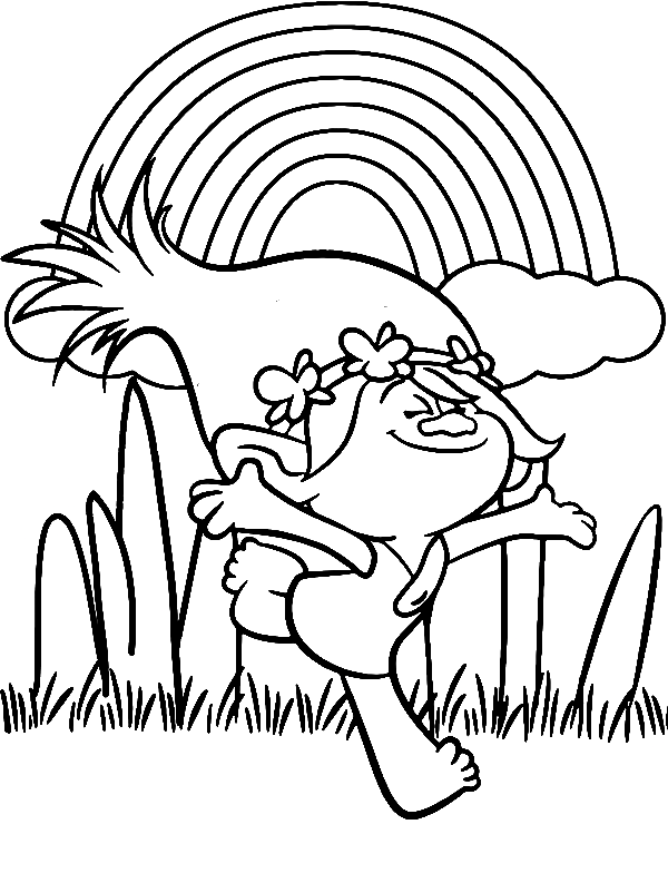Happy Poppy and Rainbow Coloring Pages
