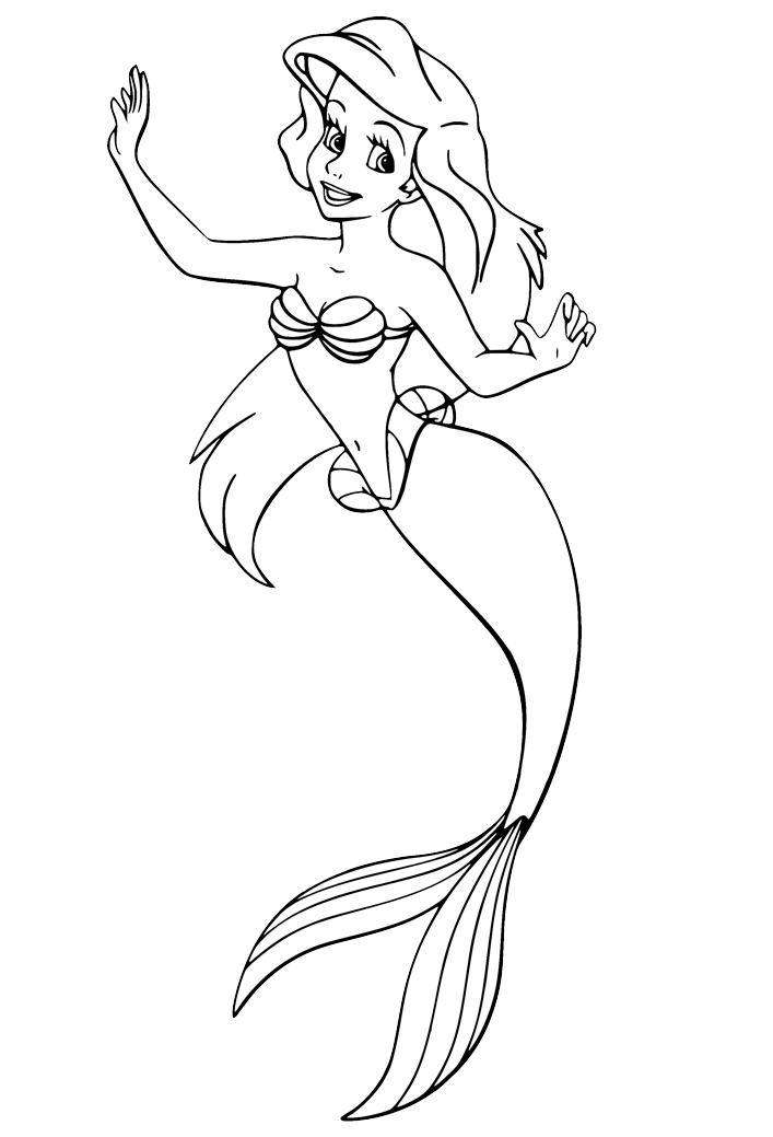 Desenho para colorir da princesa feliz Ariel