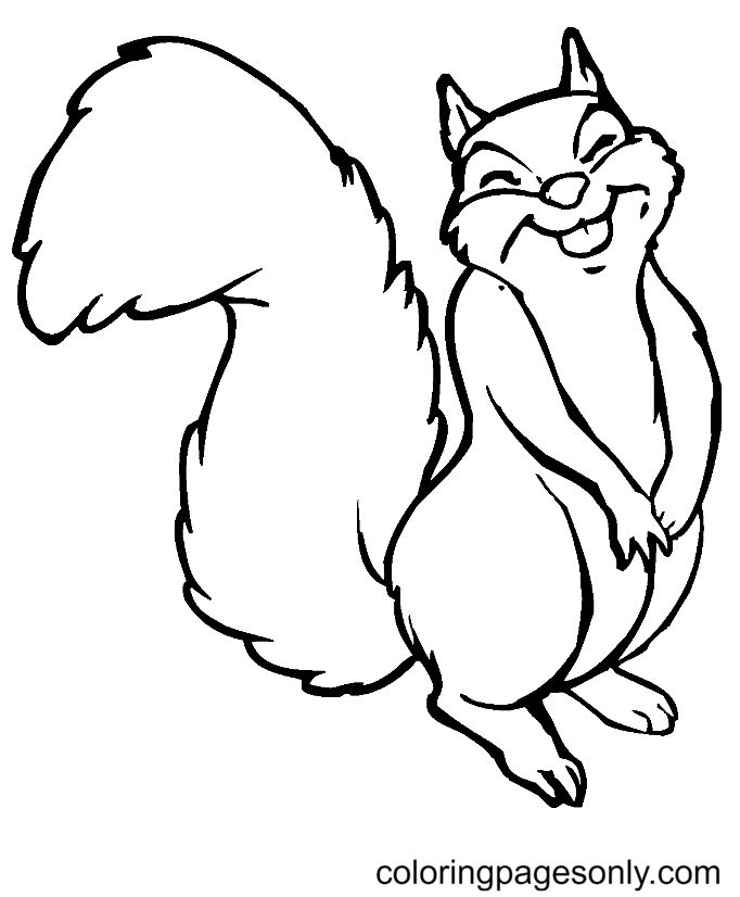 Happy Squirrel Coloring Pages