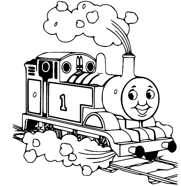 Dibujo para colorear del tren de Thomas feliz