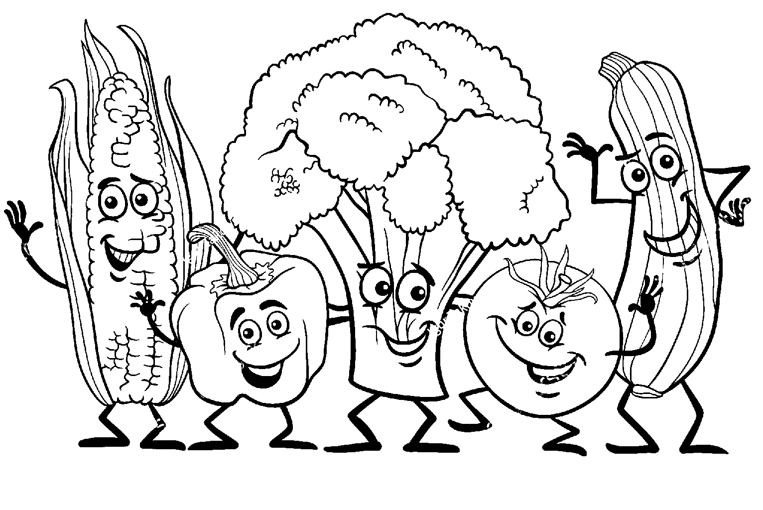 Happy Vegetables Coloring Pages
