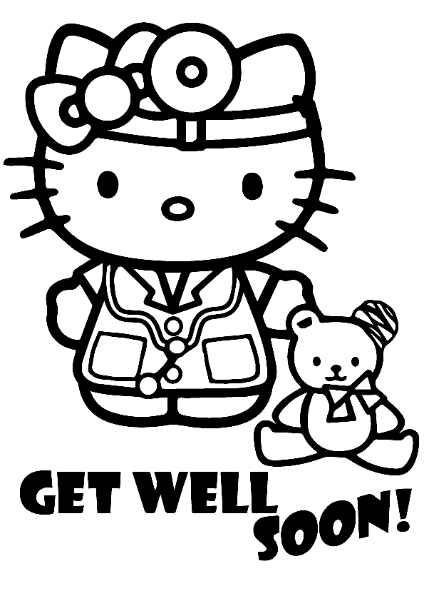 Hello Kitty Get Well Soon Coloring Page
