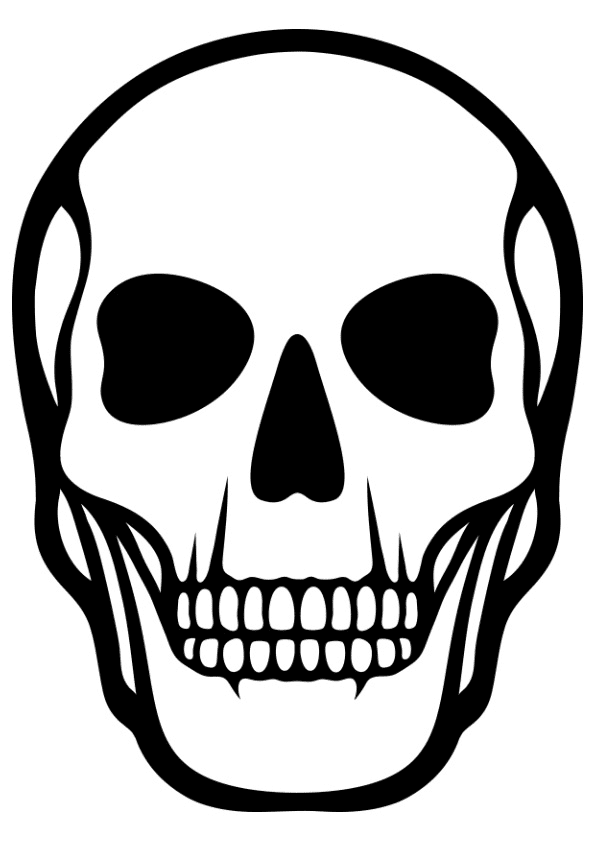 Desenho de esqueleto de crânio humano para colorir
