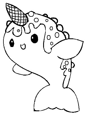 Ice Cream Narwhal Coloring Page