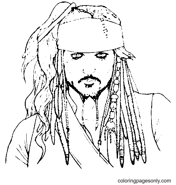 Jack Sparrow – The Pirates of the Caribbean Coloring Page