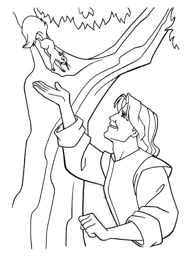 John Smith And Squirrel Pocahontas Coloring Pages
