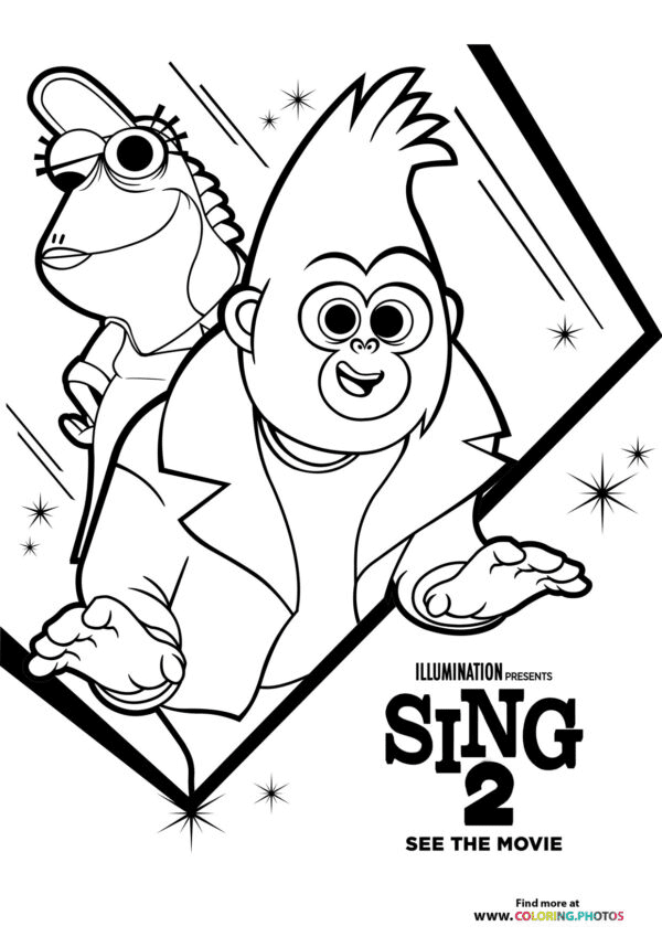 Johnny and Miss Crawly from Sing 2 Coloring Page