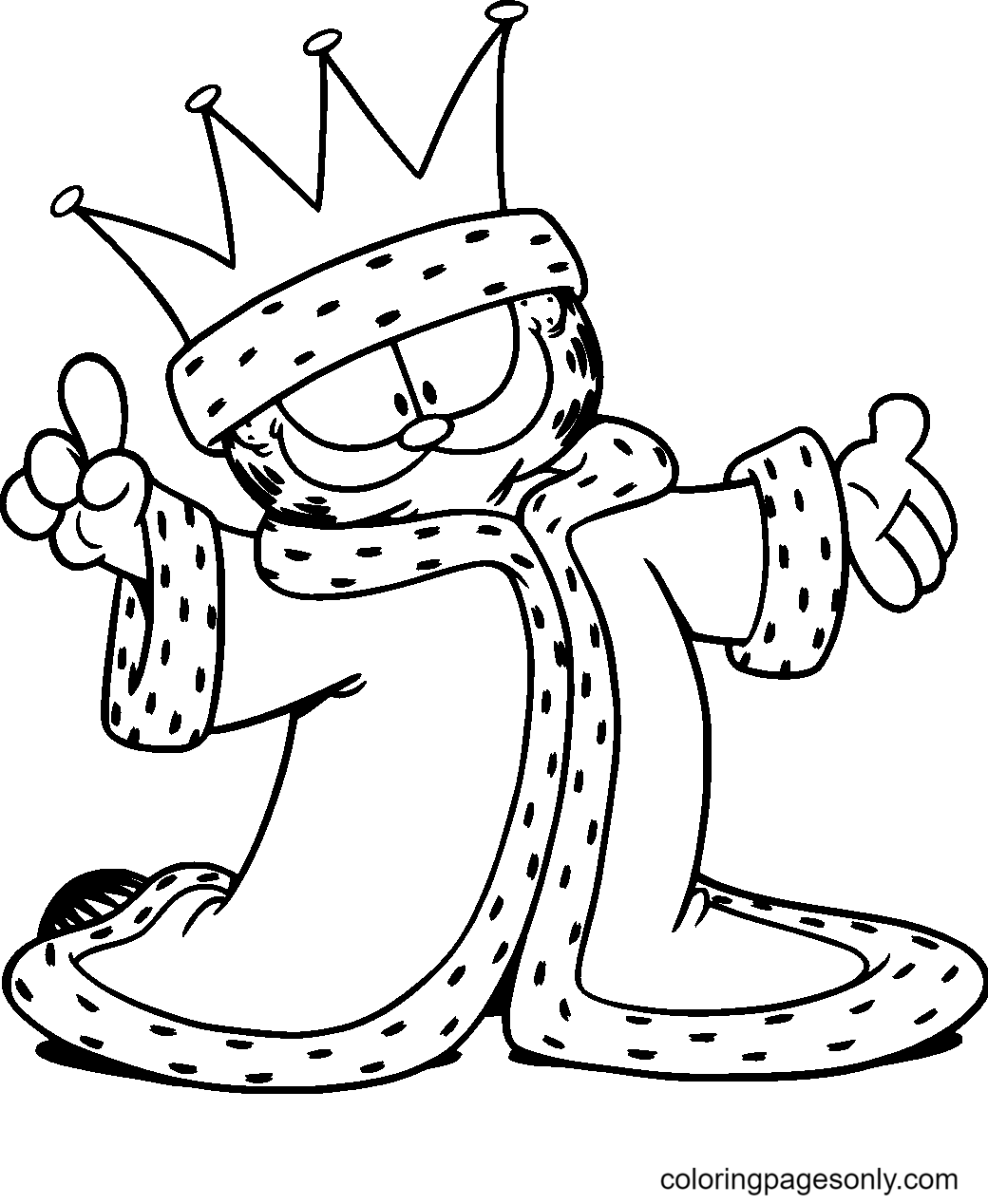 King Garfield Coloring Page